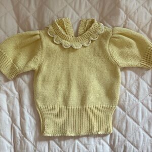 Misha & Puff Yellow Knit Sweater with Scalloped Collar